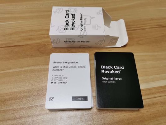 Tarjeta blanco y negro de las preguntas de Matt Laminated Playing Cards 106PCS para el juego
